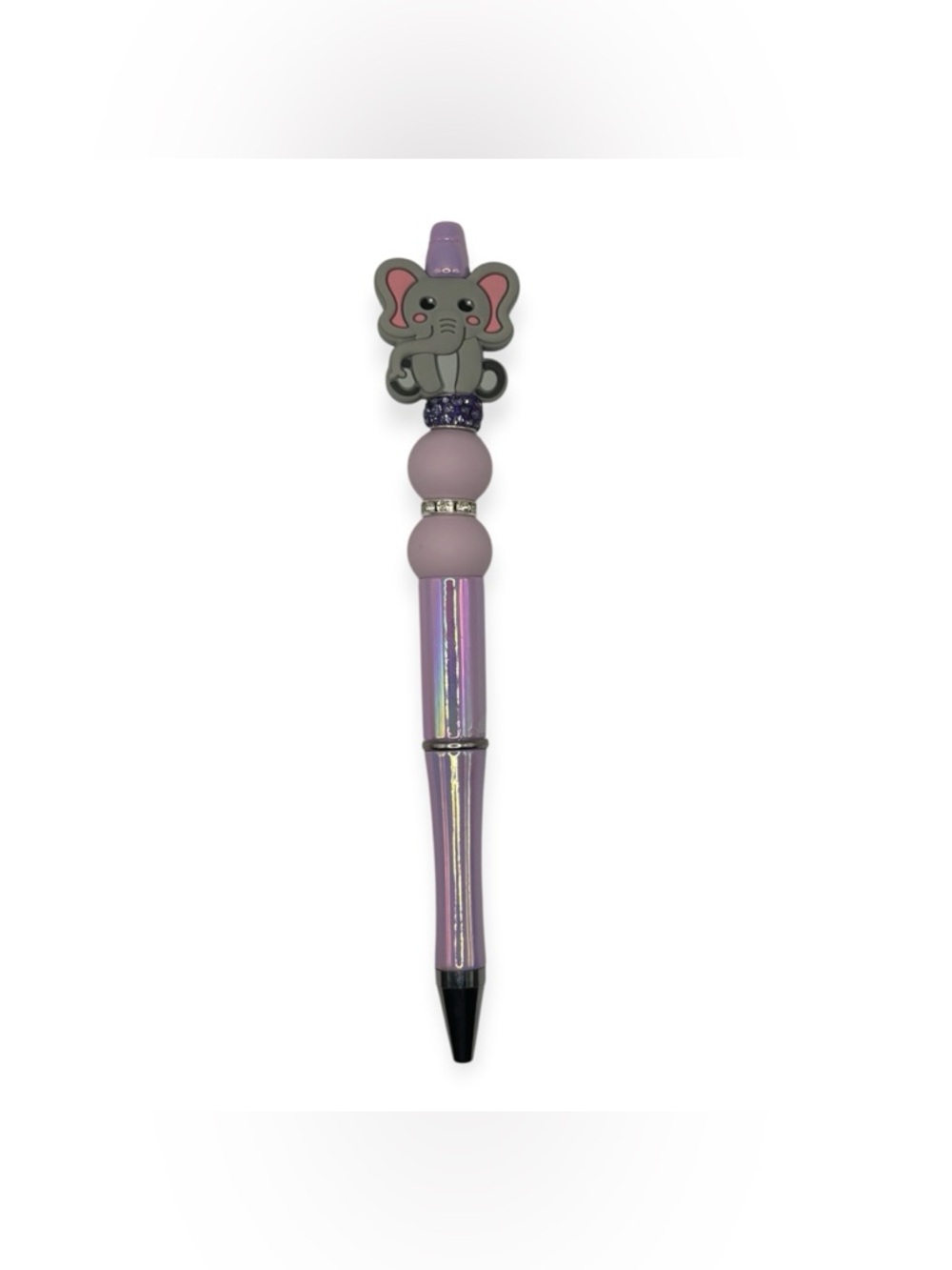 Handcrafted Elephant Beaded Pen in Iridescent Light Purple
